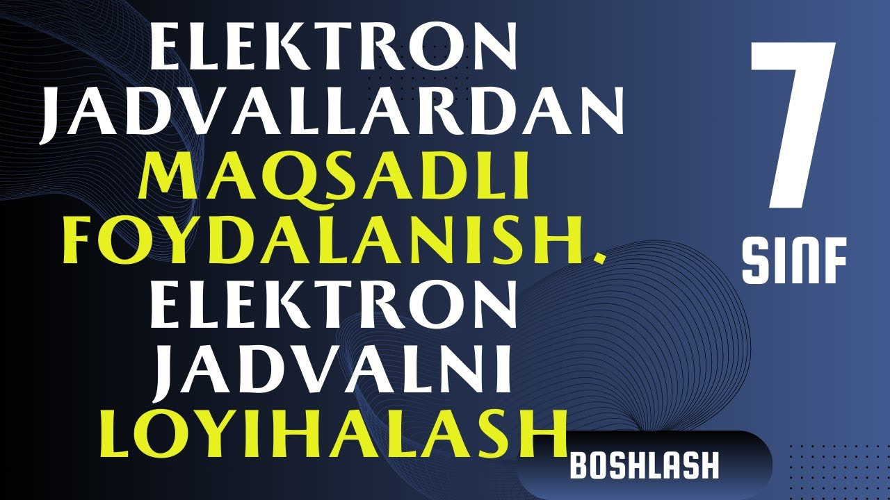3 bob 1 mavzu  Elektron jadvallardan maqsadli foydalanish  Elektron jadvalni loyihalash