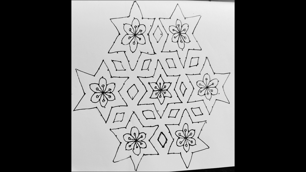  19×10 Dot Rangoli design 🌸 #rangoli #rangolidesigns #kolam #muggulu