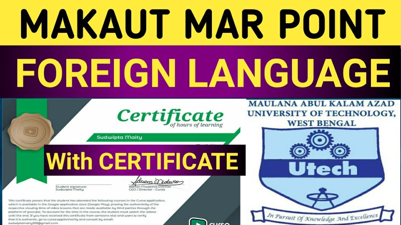 #MAKAUT // FOREIGN LANGUAGE //FREE ONLINE CORSES WITH CERTIFICATE // #MAR POINT