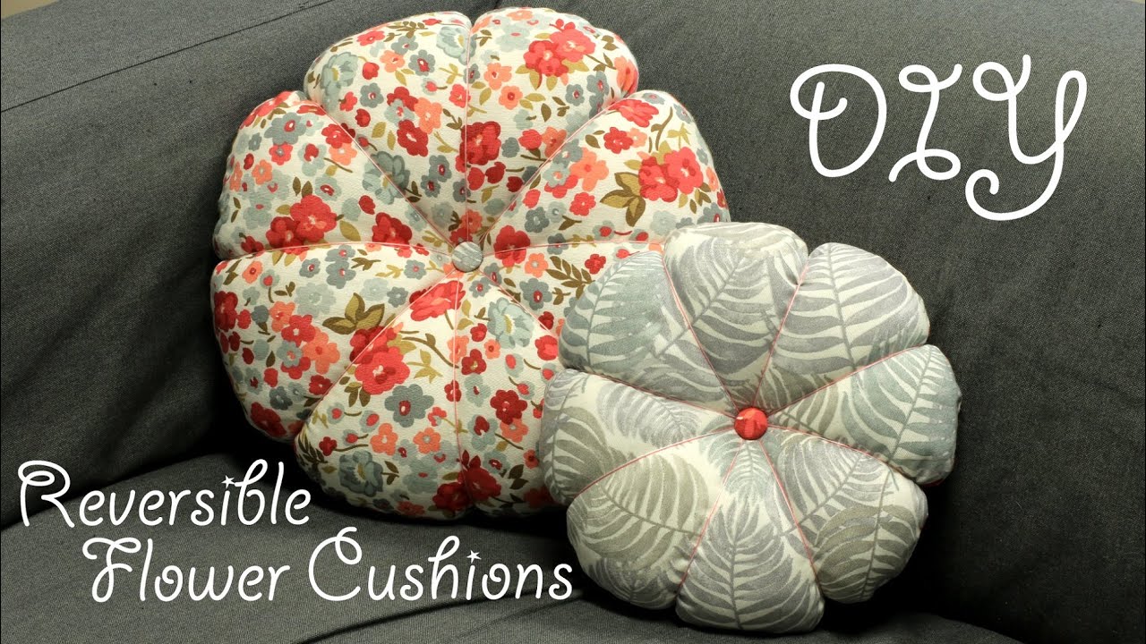 DIY Reversible Round Flower Cushions | 2 Sizes + Fabric Covered Buttons | Coudre Coussin Fleurs