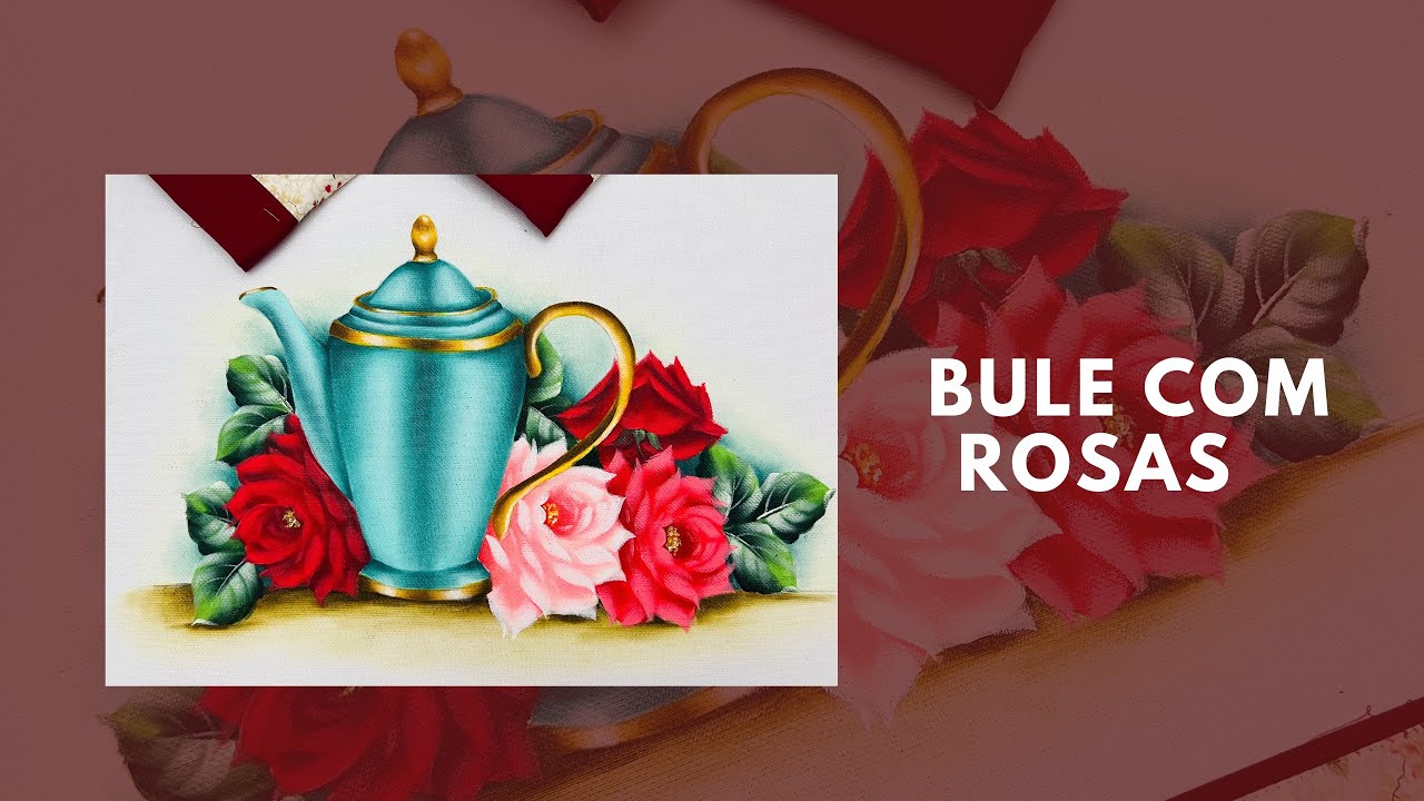 Como pintar bule com rosas vermelhas de um jeito fácil | pintura em tecido
