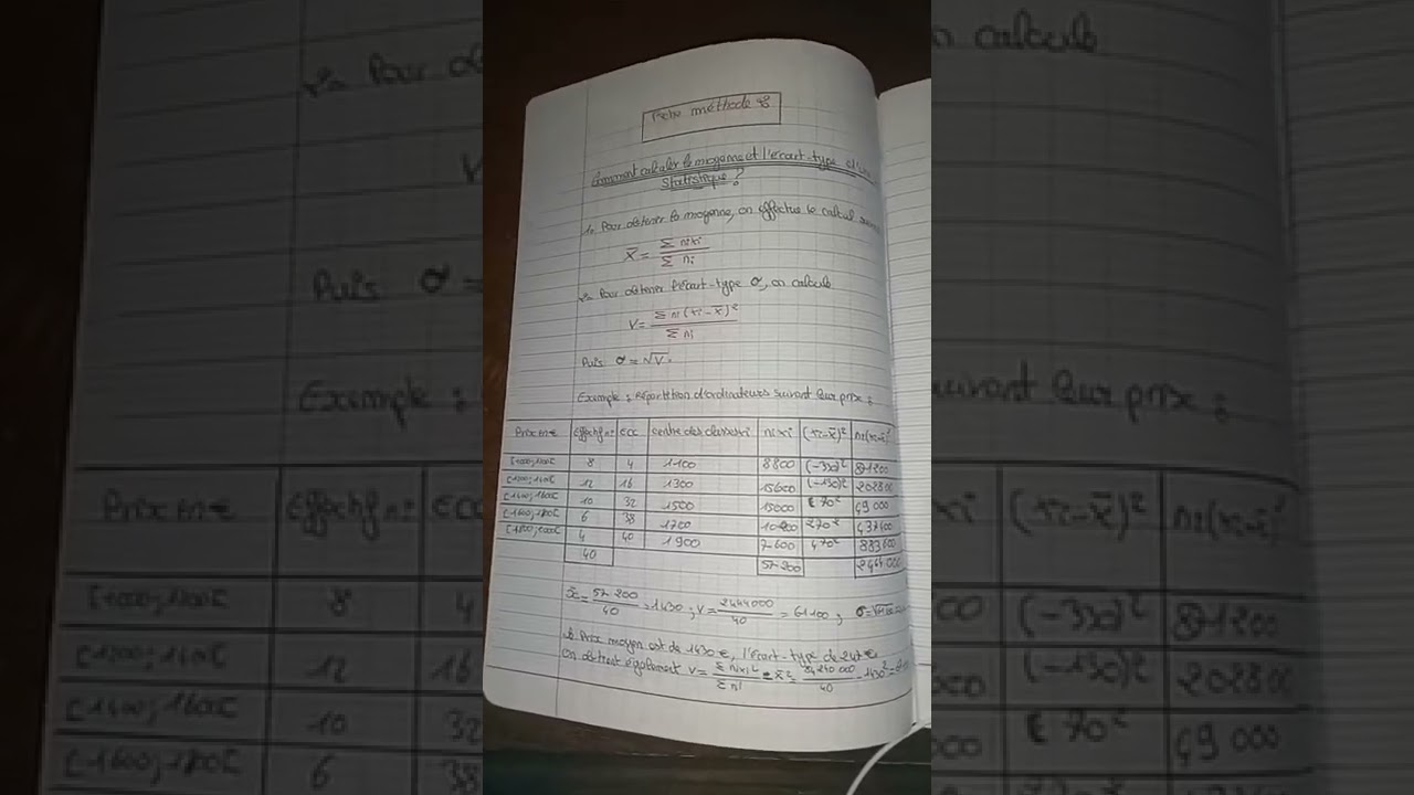 Comment calculer la moyenne et l'ecart-type d'une s&eacute;rie statistique ?