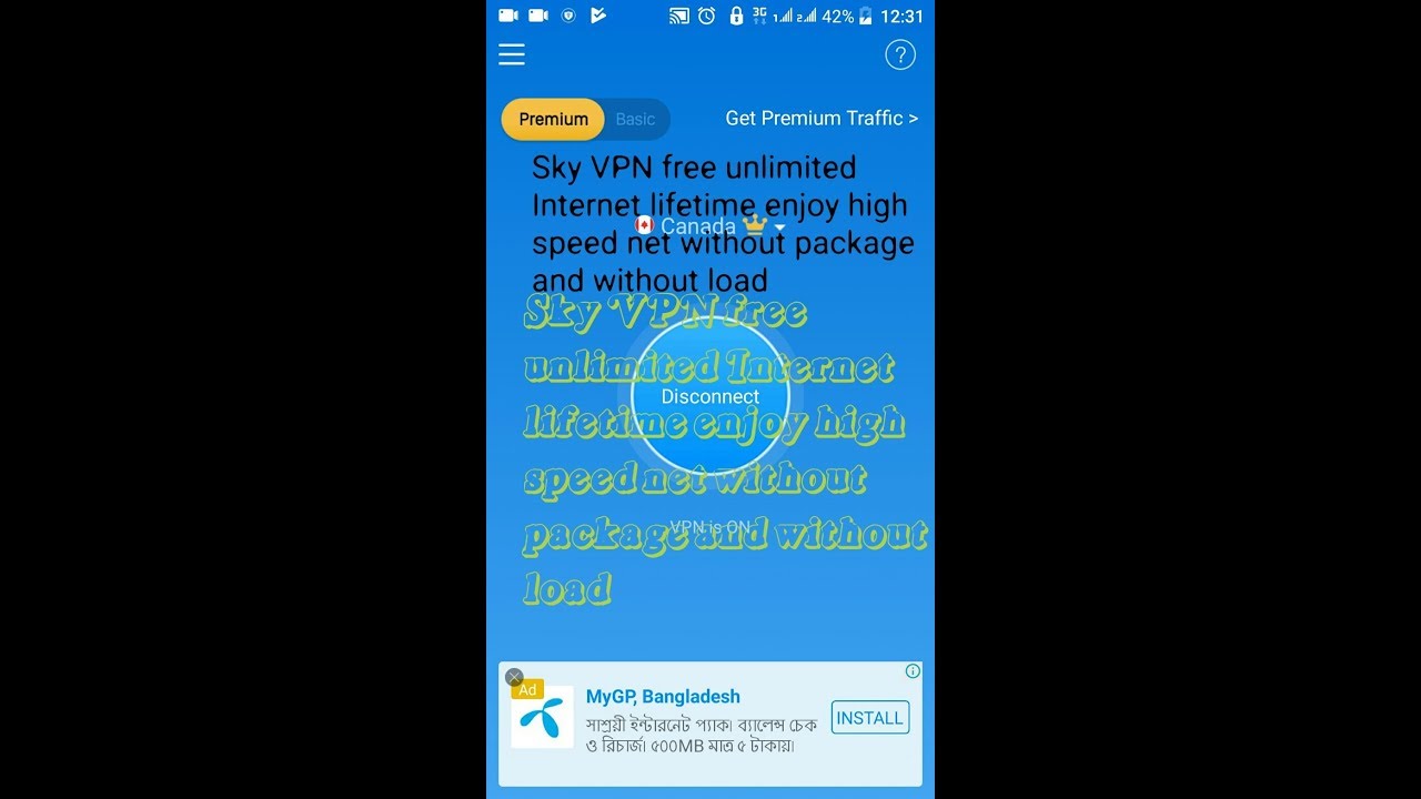 Sky vpn unlimited data free for life time