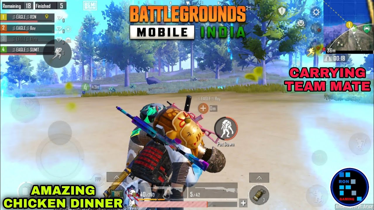 BGMI | RON NE TEAM MATE KO ZONE K BAHAR SE BACHA K CHICKEN DINNER DILVAYA
