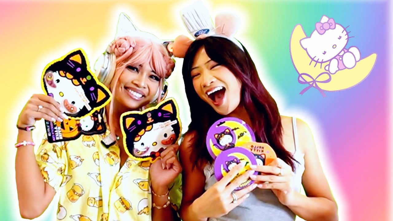 HAVING A SANRIO SLEEPOVER! with @MapleMay Hello Kitty Skincare, Makeup, and Crafts!