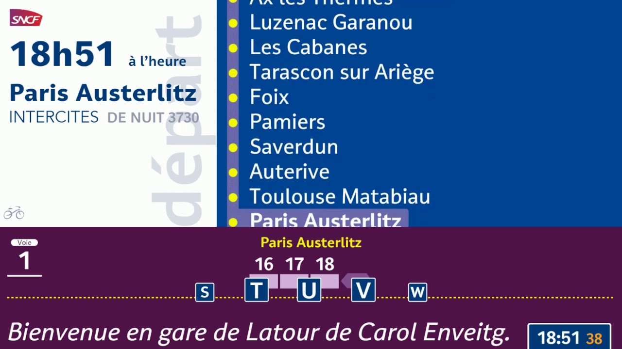 [INTERCITE DE NUIT] Latour de Carol Enveitg - Paris Austelitz