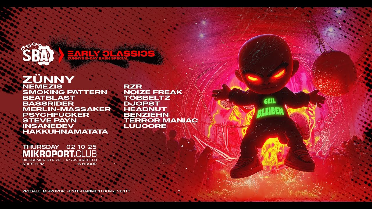 TRAILER - 02.10 SBA: Early Hardcore Classics X Early Uptempo – Zünnys B-Day - Bass & Business