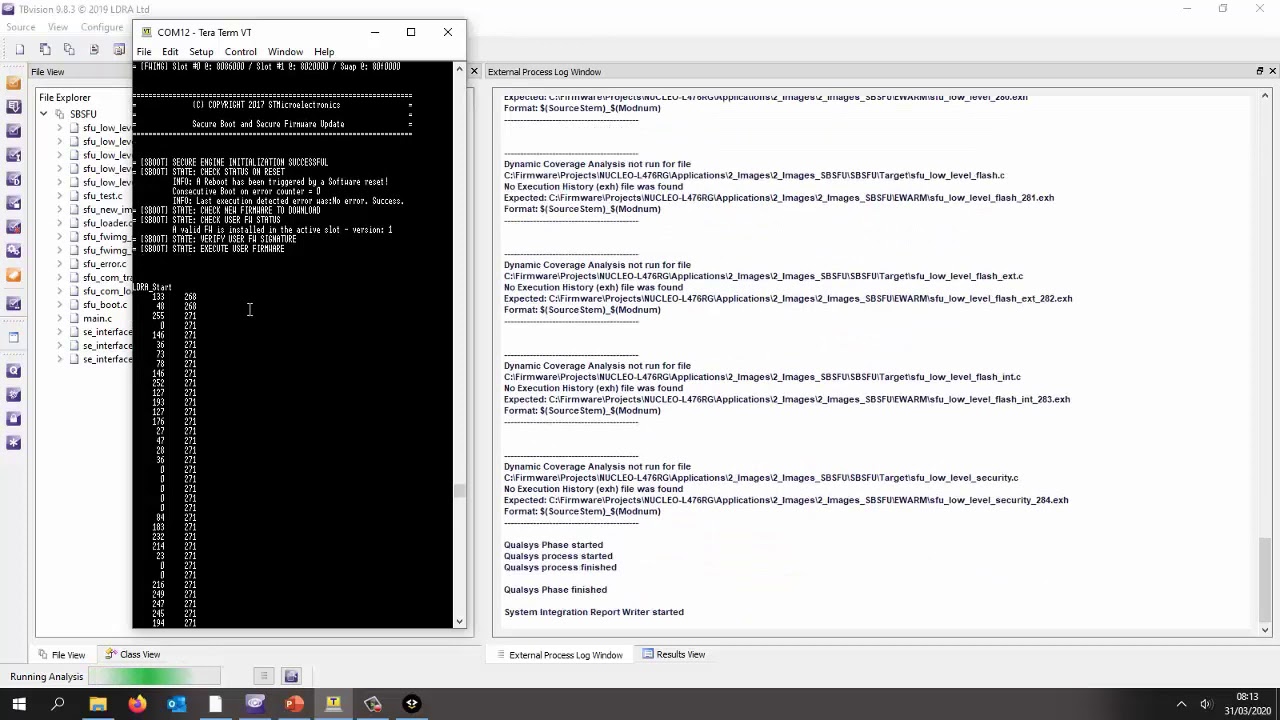Measuring structural coverage on a secure boot and secure firmware update software