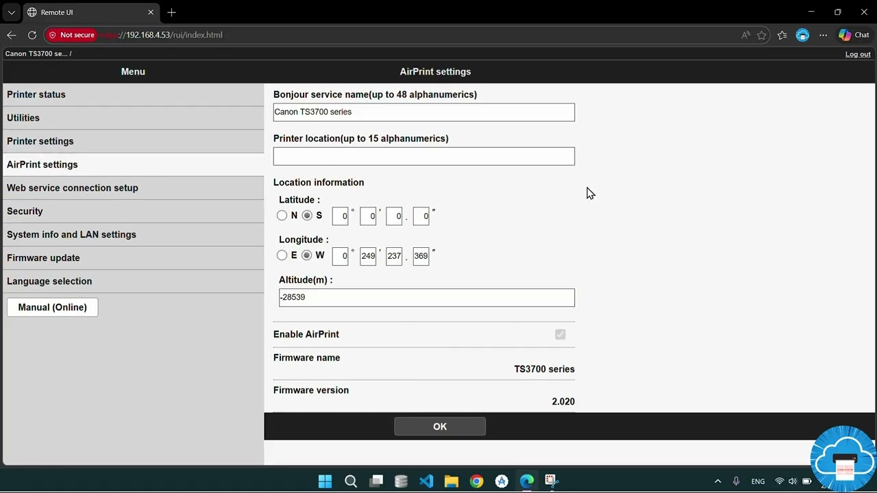 Como cambiar la contraseña por defecto en una impresora canon Pixma Ts3722 ✅🖨️