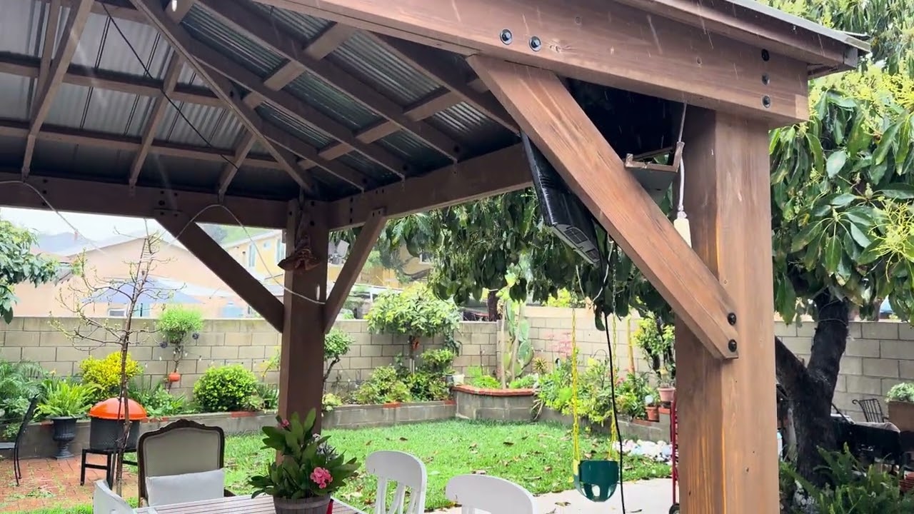 En mi patio ! Lluvia! La Vida en U S A y Mexico 