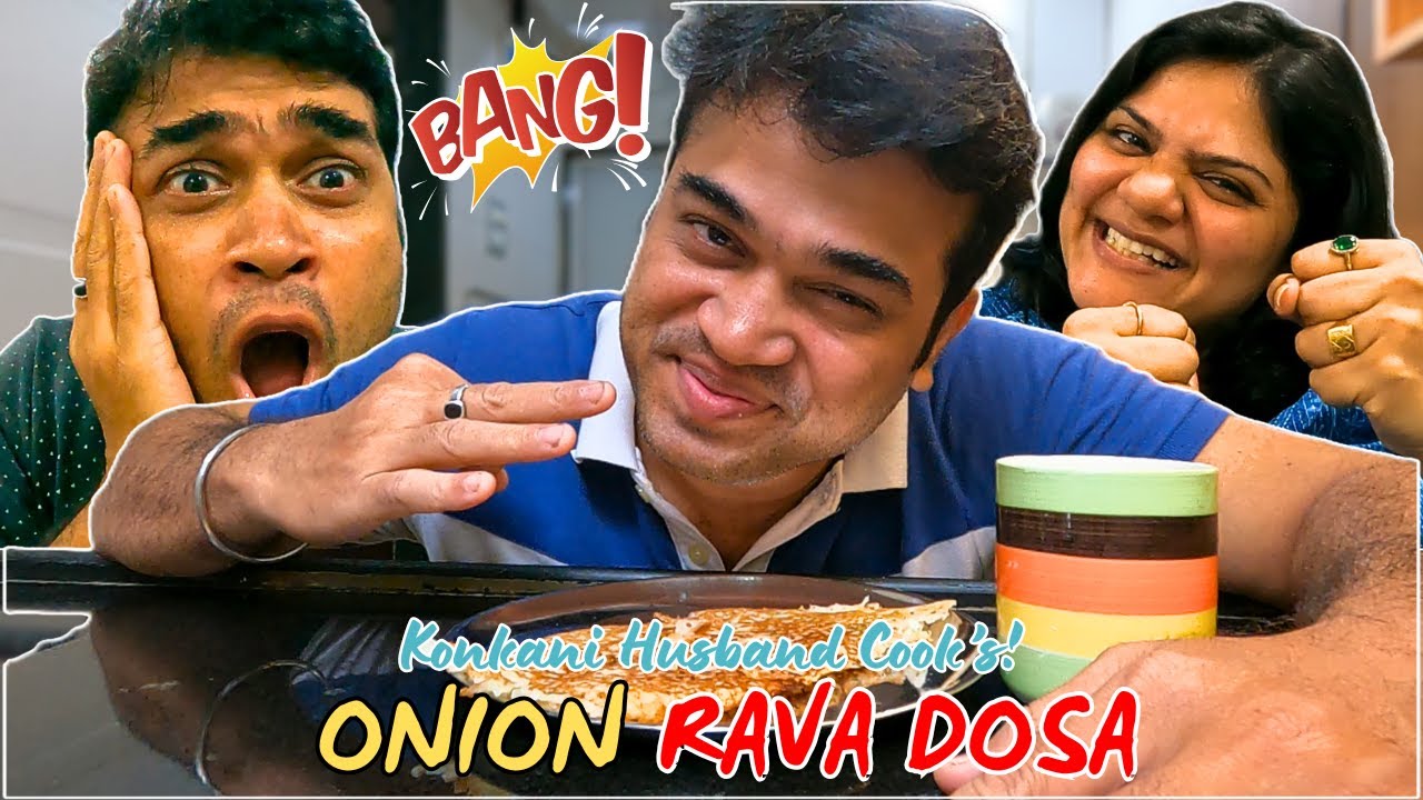 Konkani Husband Cooks | Onion Rava Dosa | Healthy Breakfast | Konkani Vlog | Ganesh Kini
