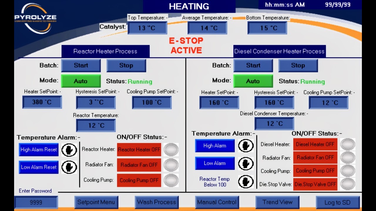 Pyrolysis Plant HMI Tutorial | Research Pyrolysis Plant Touchscreen Control Guide