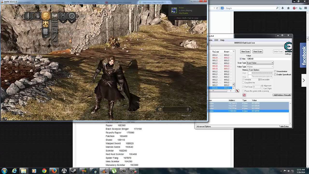 Dark souls 2 Tutorial on how to give yourself equipment on PC with cheat engine