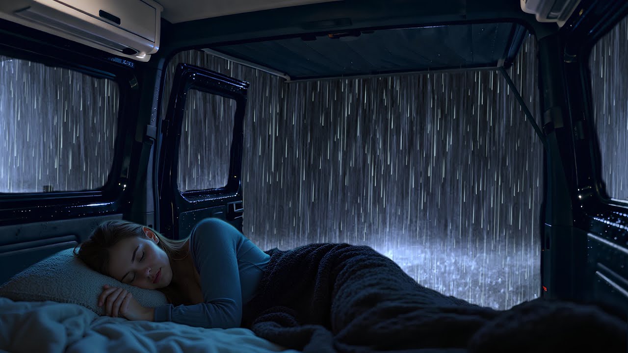 Stop Overthinking Tonight with Heavy Rain & Thunder on a Car Roof During a Storm