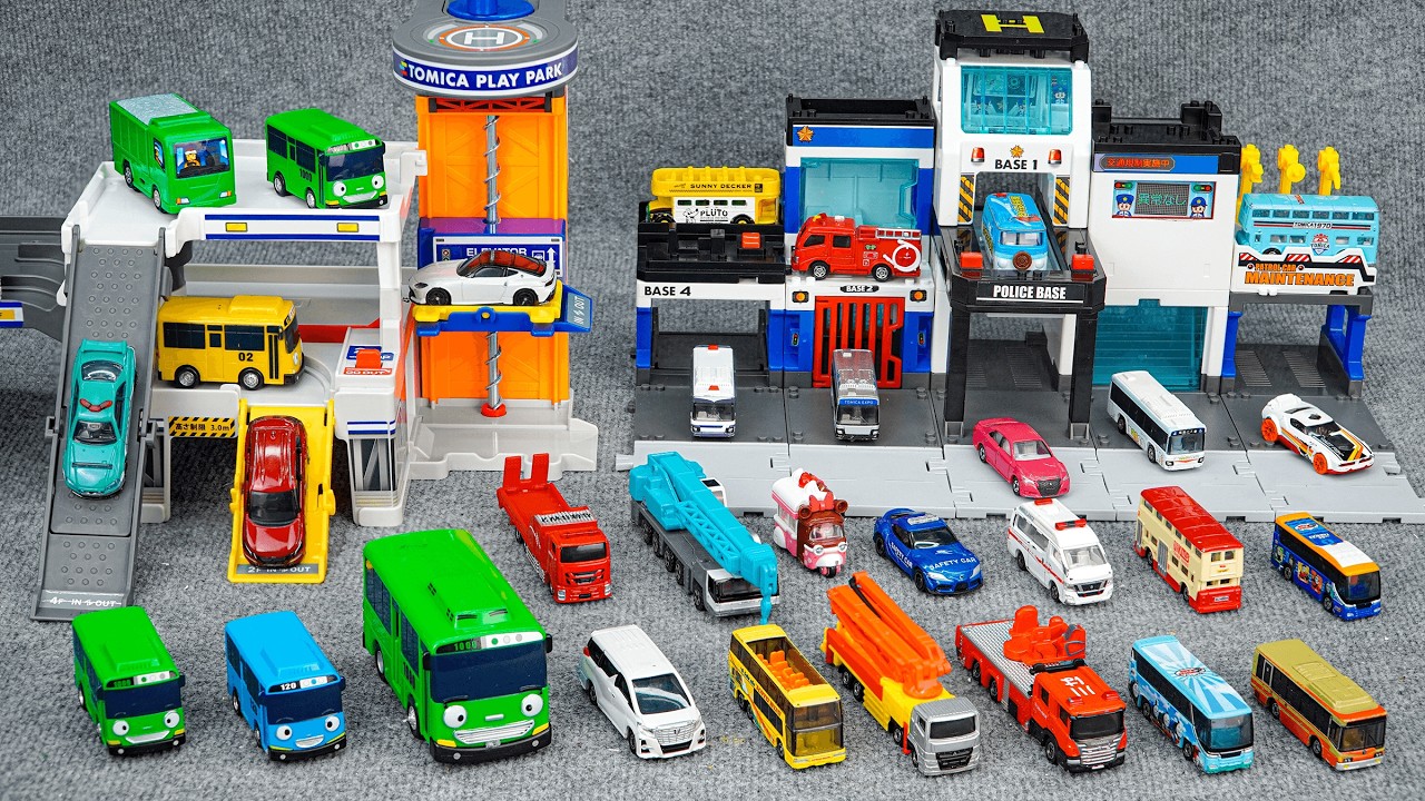 パッとひろげて大きく遊べる！トミカプレイパーク| トミカ ぐるぐるシュート！DXトミカパーキング Tomica Police Station ASMR Satisfying with Unboxing