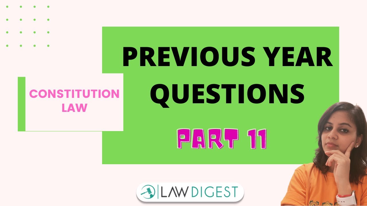 Previous Year Questions on Constitution Law P11| DU LLB, BHU LLB, PU LLB, MHCET Law