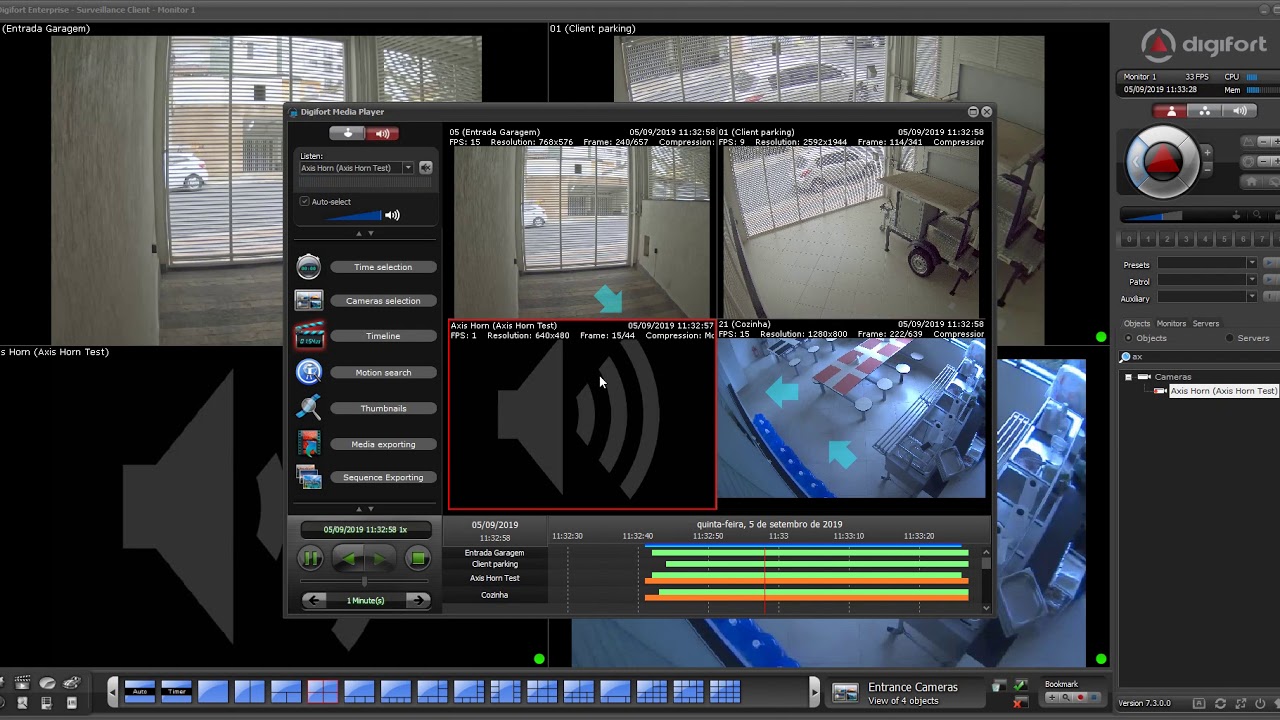 Digifort - Audio - Playback