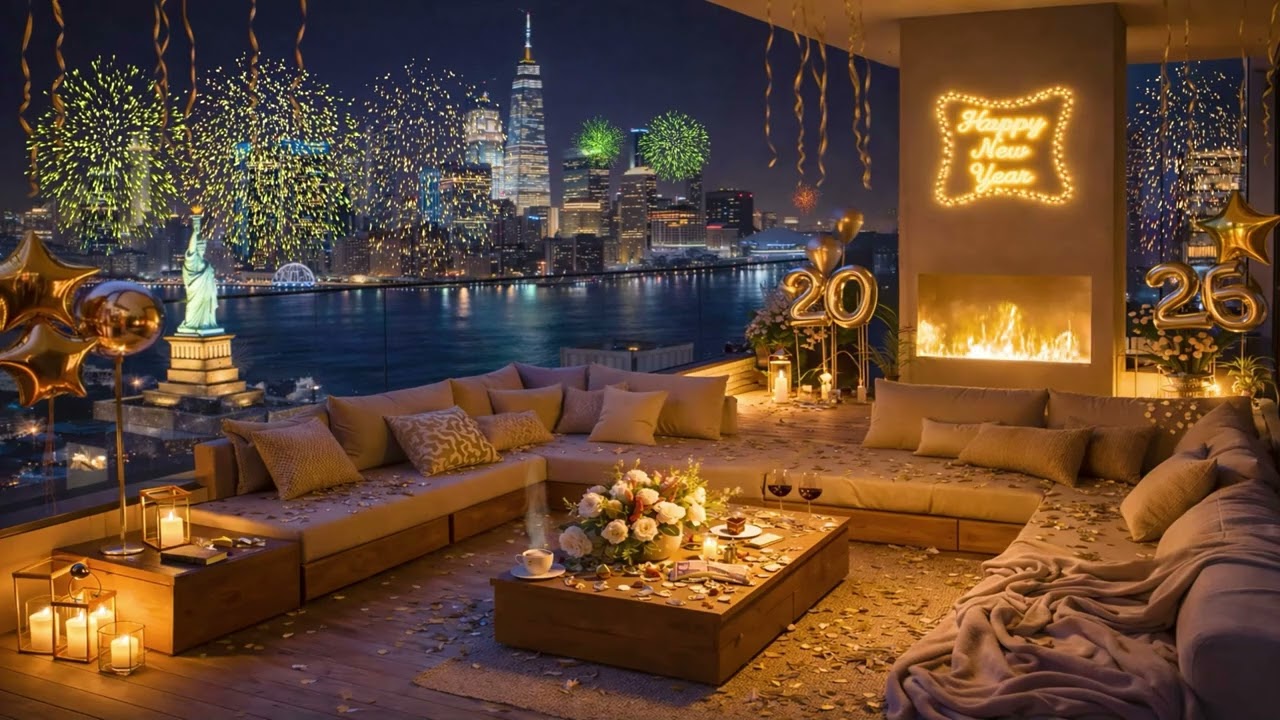 NYE 2026 in a Cozy NYC Apartment 🗽🥂 | Elegant Jazz & Times Square Views | 4K Ambience to Unwind