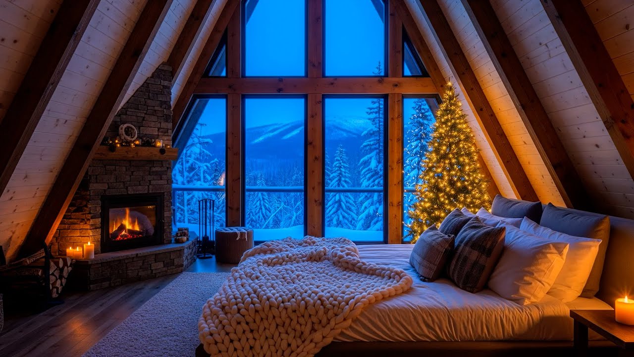 Dreamy Winter Night Jazz | Soft Rhodes Piano & Fireplace Sounds