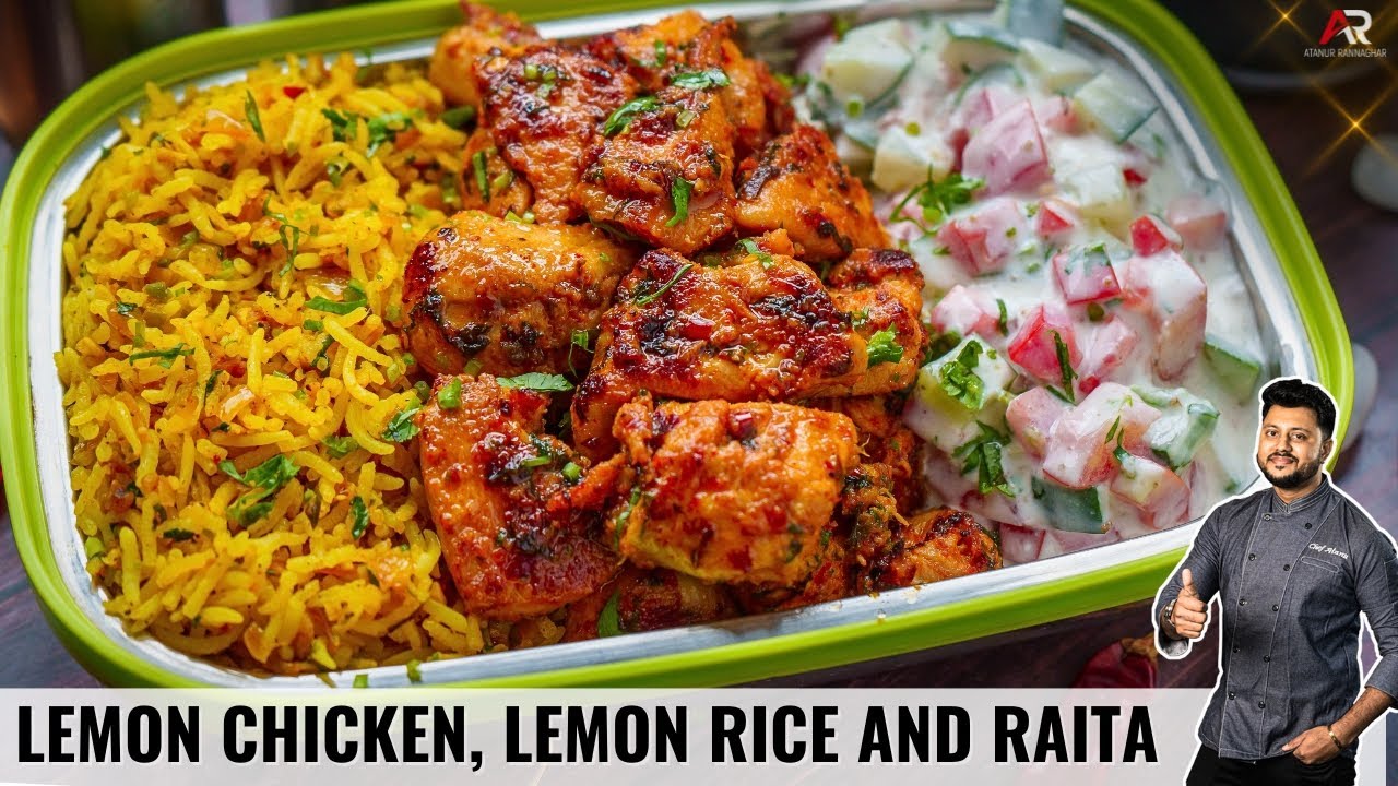 Lemon Chicken and lemon Rice Recipe Hindi|Healthy Lunch box recipe In Hindi| Atanur Rannaghar Hindi