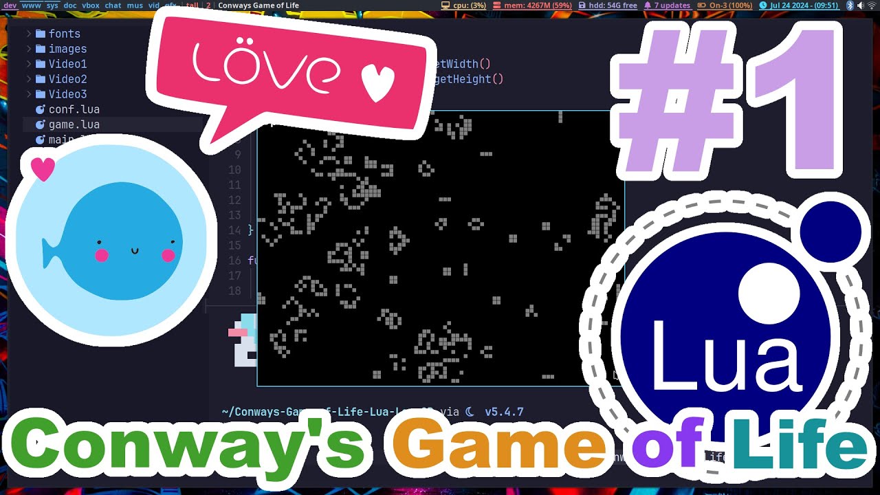 Create Board - Conway's Game of Life - Part 1 - Lua and Love2D