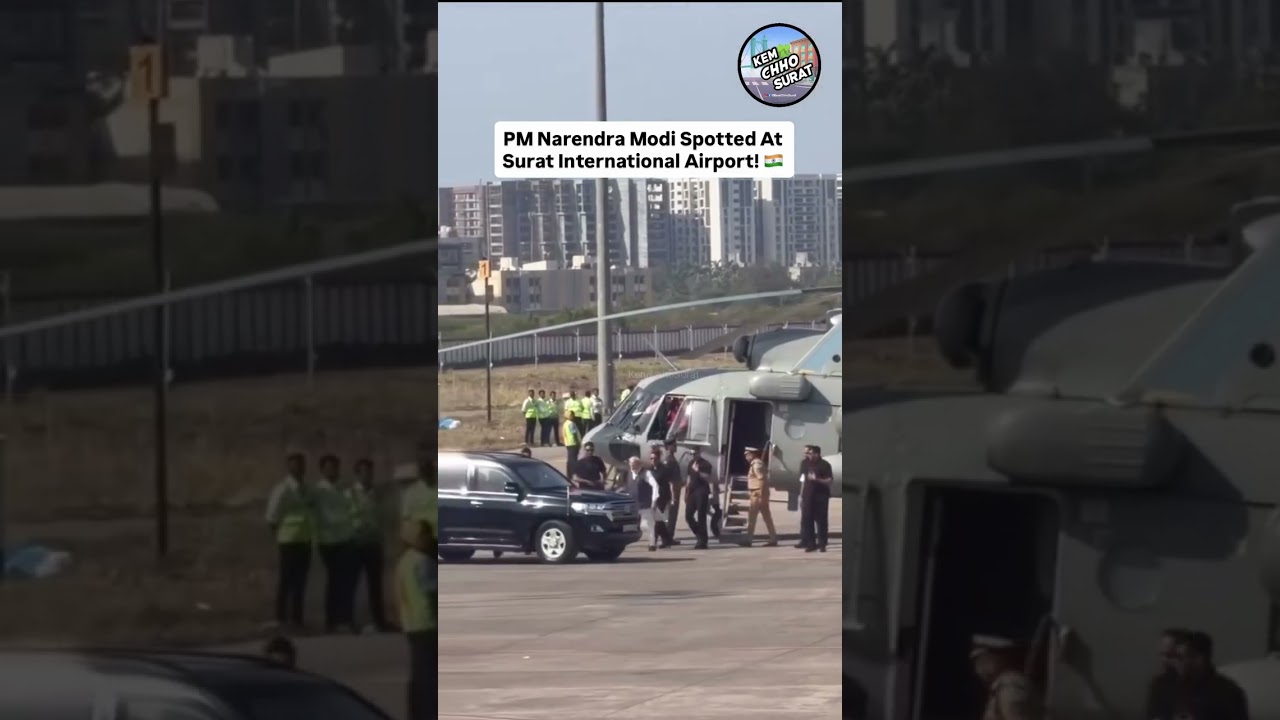 PM Narendra Modi Spotted At Surat Airport!🇮🇳🚁 #kemchhosurat #modi #surat