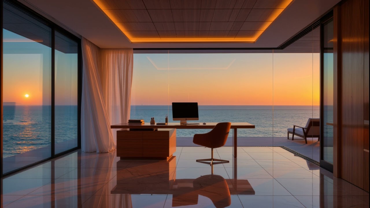 Sunset Office Ambience — Deep Focus & Calm Productivity by the Ocean