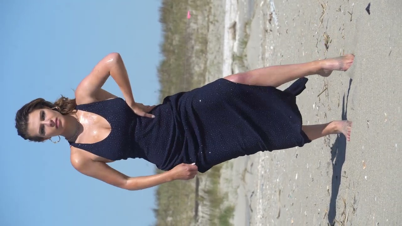 pretty girl at the beach modeling photoshoot