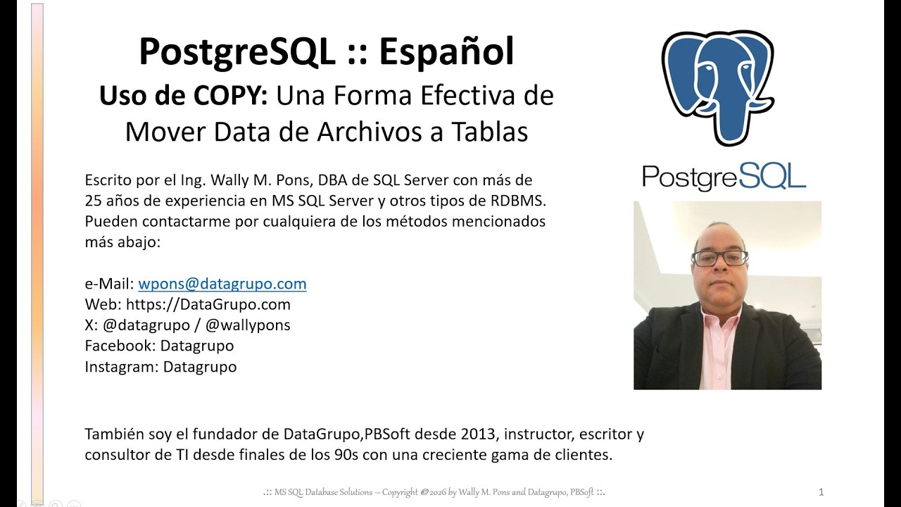 PostgreSQL :: Español: Uso de COPY: Una Forma Efectiva de Mover Data de Archivos a Tablas