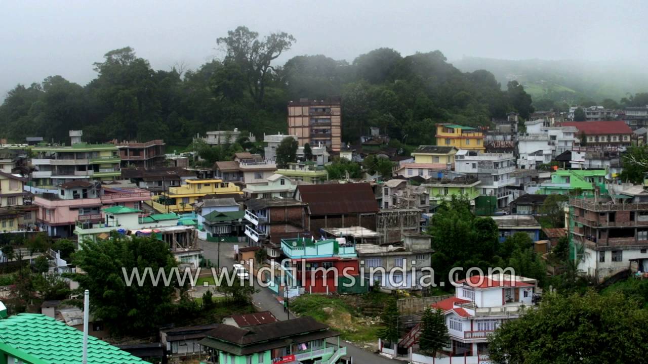 Aerial view of Jowai, headquarters of West Jaintia hills in Meghalaya