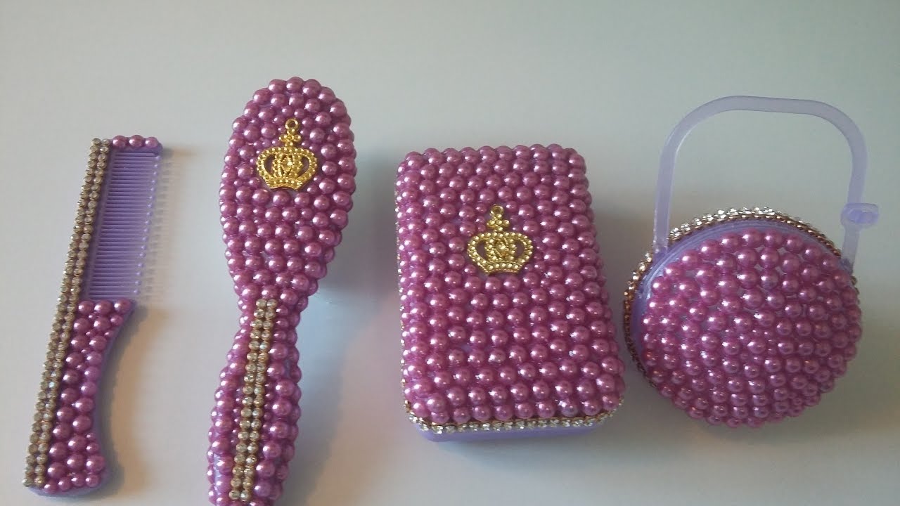 DIY : PENTE ESCOVA COM PEROLAS LILAS UM LUXO SÓ