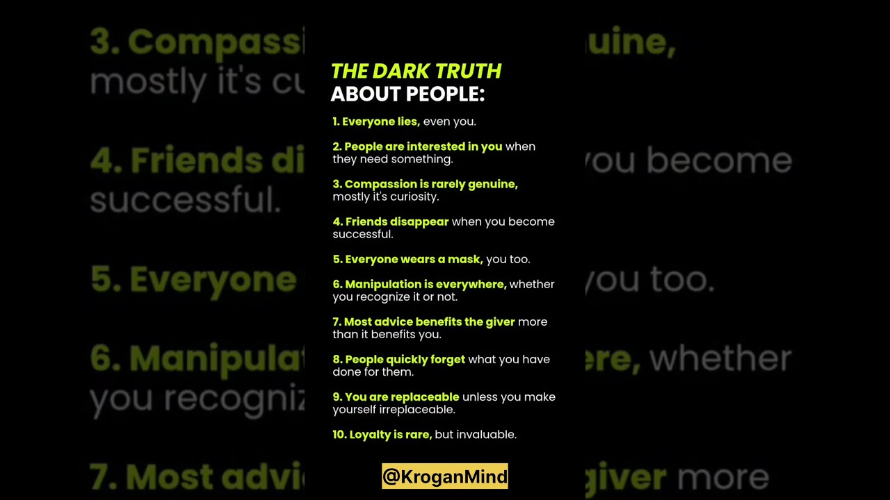The Dark Truth About People... #darkpsychology #truth #motivational #quotes #changelife #explore