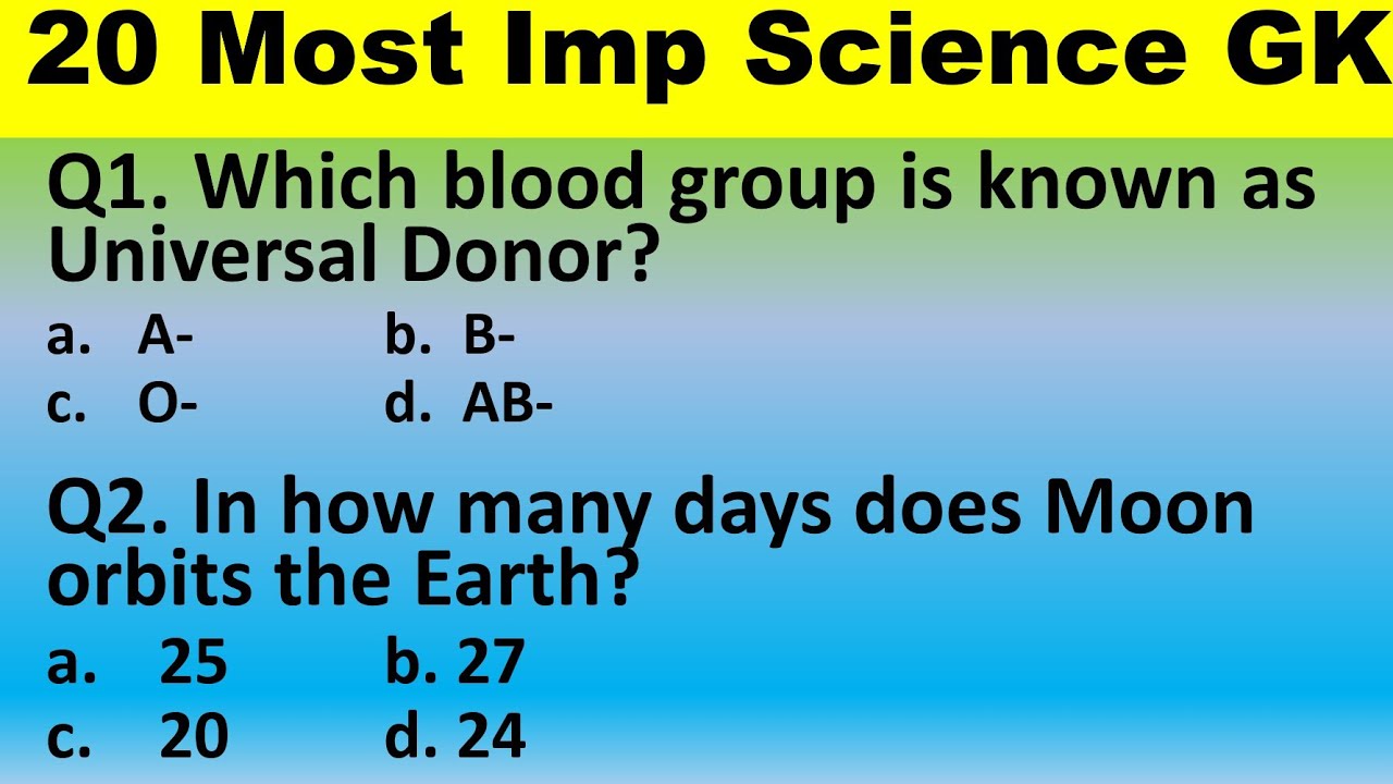Top 20 Science GK questions in English for competitive exams  | Important Science gk quiz