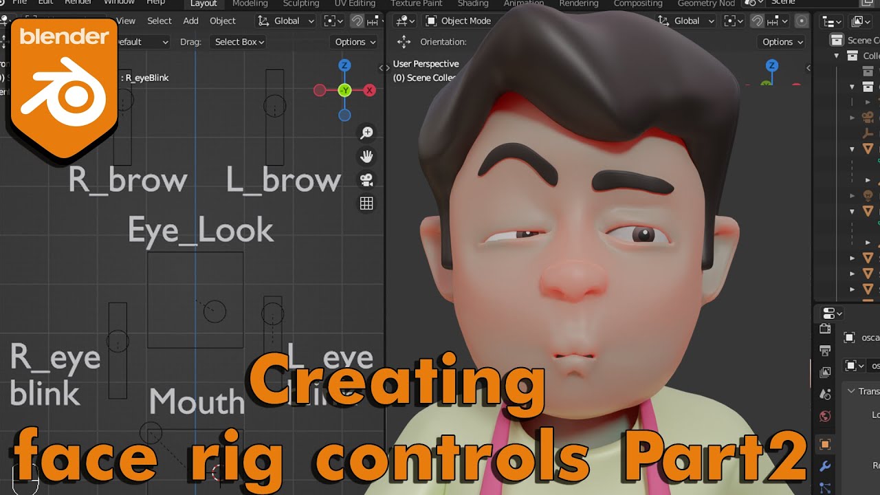 Face rig tutorial Part2of4 - Eye blink Set up (blender file included)