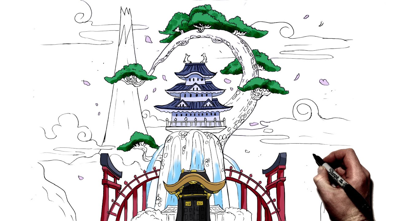 How To Draw Wano Palace | Step By Step | One Piece