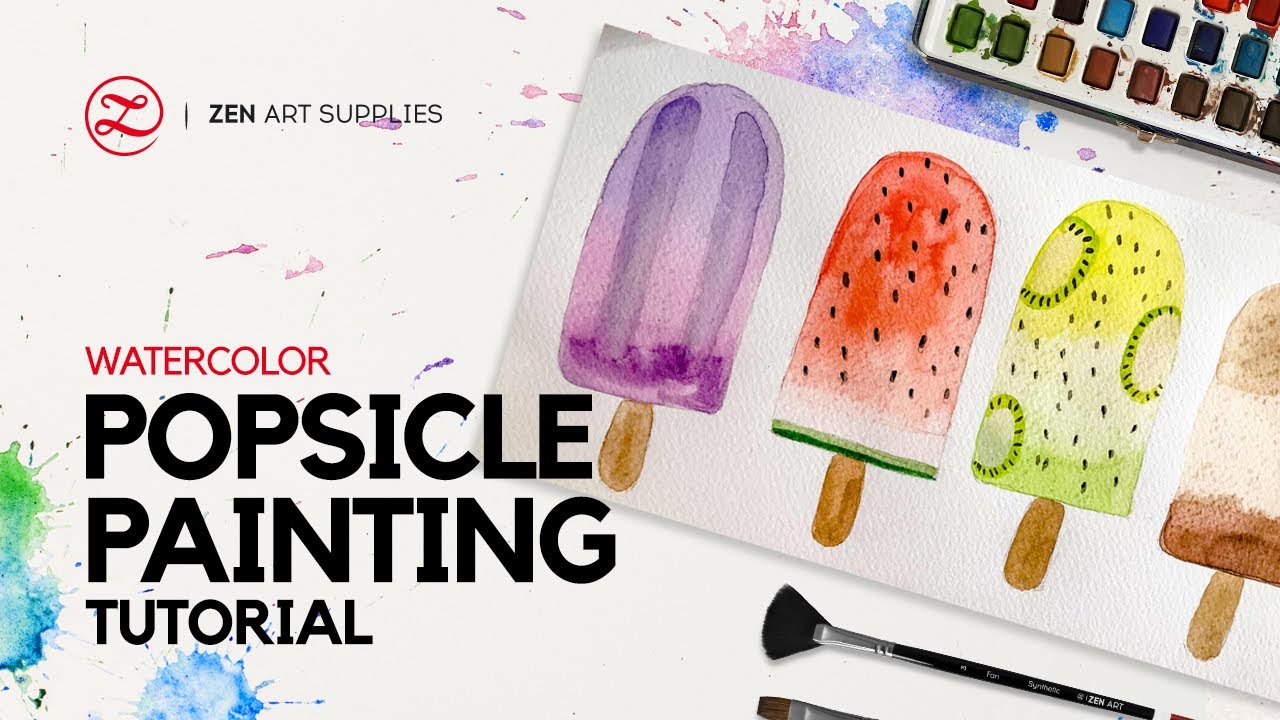 Watercolor Popsicle Painting Tutorial For Beginners | paint easily 4 different watercolor popsicles