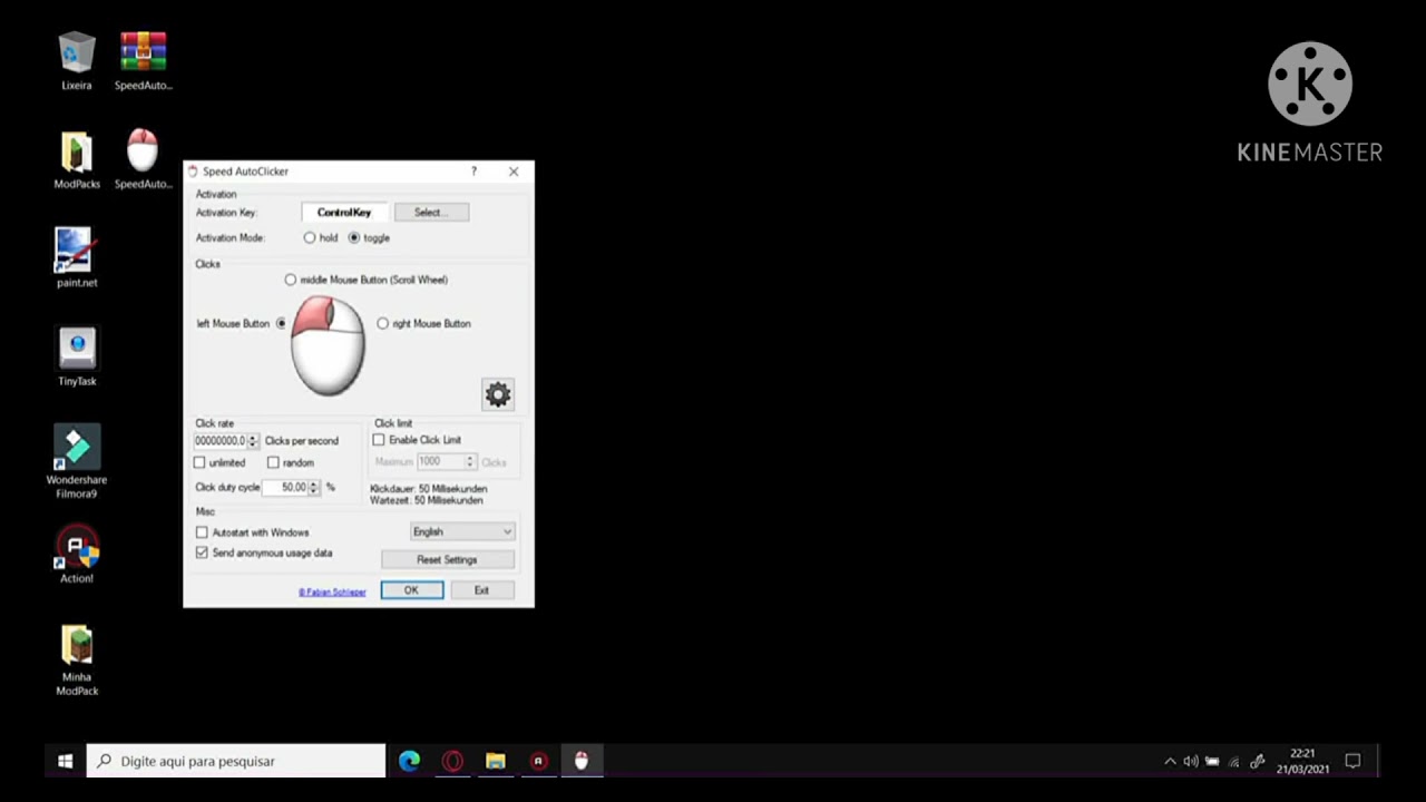 Como configurar o speed auto click
