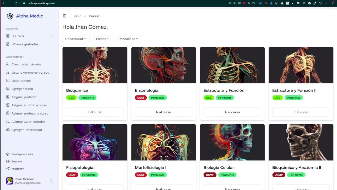 Aula virtual de AlphaMedic | Presentaci&oacute;n