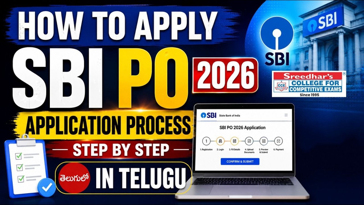 🔴 SBI PO 2026 Application Process | Step-by-Step Online Form Filling in Telugu | Sreedhar' CCE