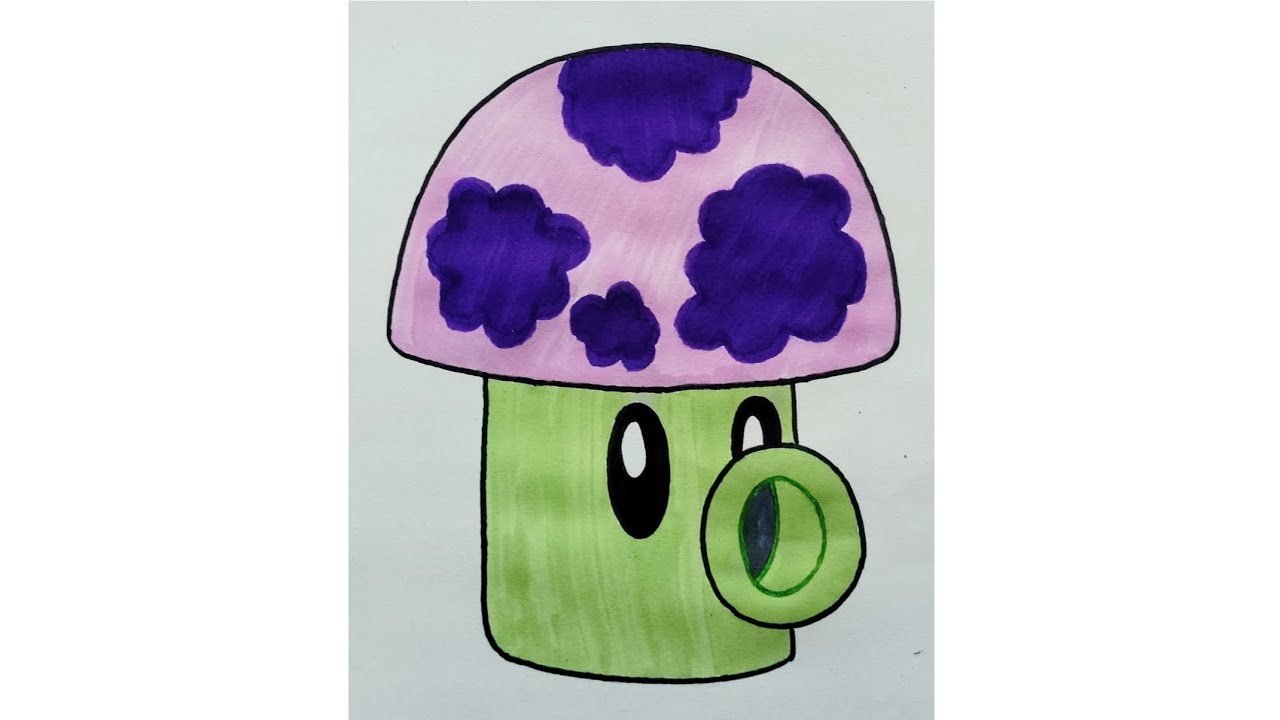 Easy Drawing of a Puff Shroom || Learn How to draw a PuffShroom from PlantsvsZombies || Kids Drawing
