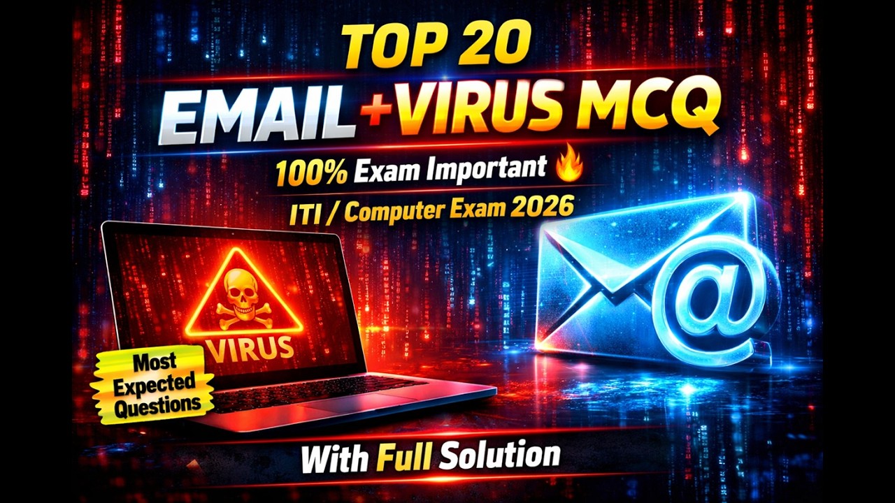 Email, Virus & Cyber Security MCQ | बस इतना पढ़ लो 😱 | ITI, ITI TO, CPCT, SSC & other exam 2026