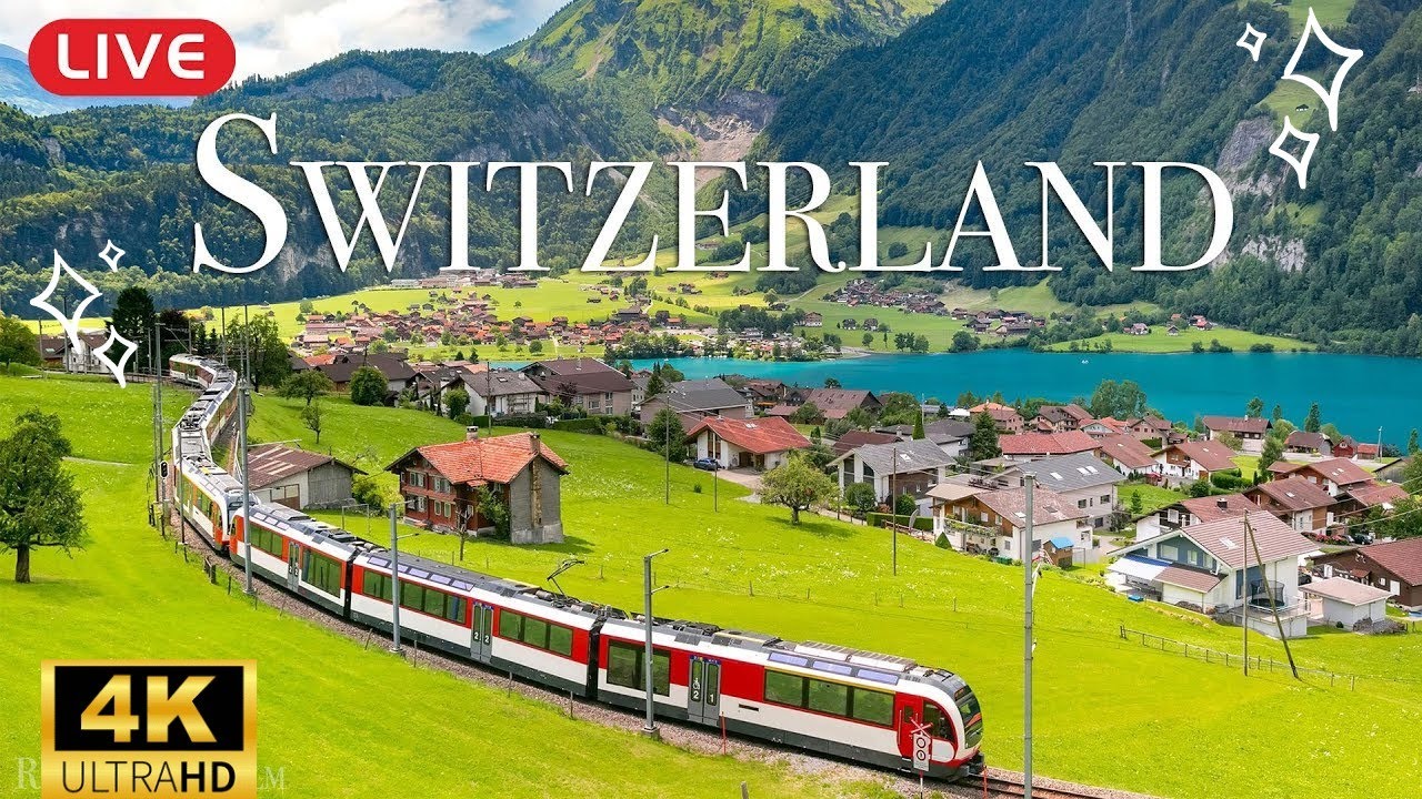 4K (UHD) FLYING OVER SWITZERLAND & Amazing Nature Scenery with Relaxing Music