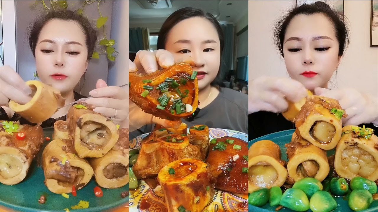 MUKBANG ASMR Eating roasted big bone marrow so yummy