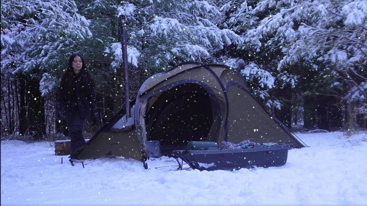 Winter Camping in a Hot Tent | - 14 degrees