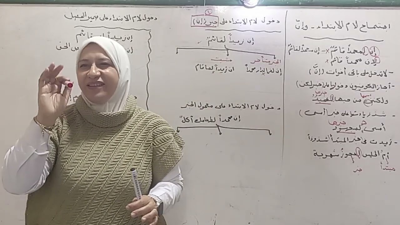 تابع إن وأخواتها (الجزء الثاني) دخول لام الابتداء على إن الأول الثانوي ترم ثاني ٢٠٢٥ قناة الياسمين
