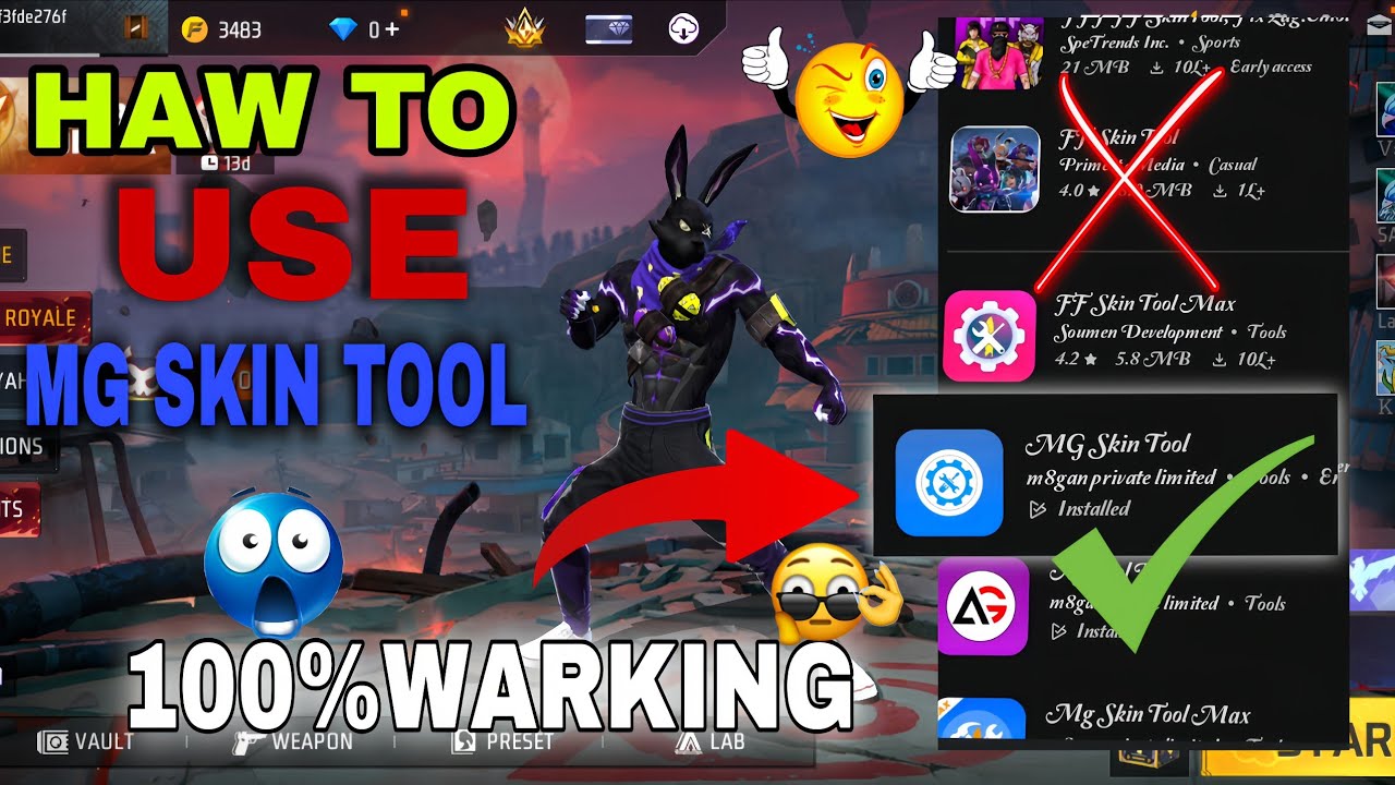 Haw to use mg skin tool app OB50 update2025 😱🔑✅100% warking app hai #freefiremaxmgskintoolap#youtub 