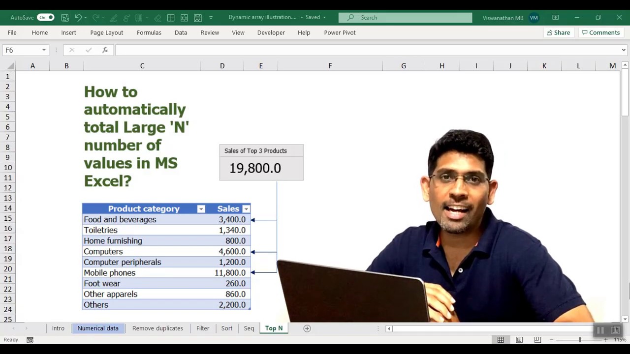 How to automatically get sum of large N number of values in MS Excel | Working with dynamic arrays