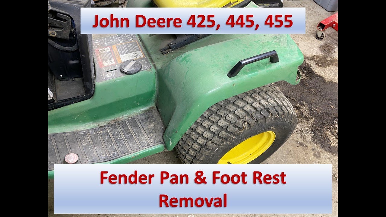 John Deere 425 445 455 Fender Pan and Foot Rest Removal