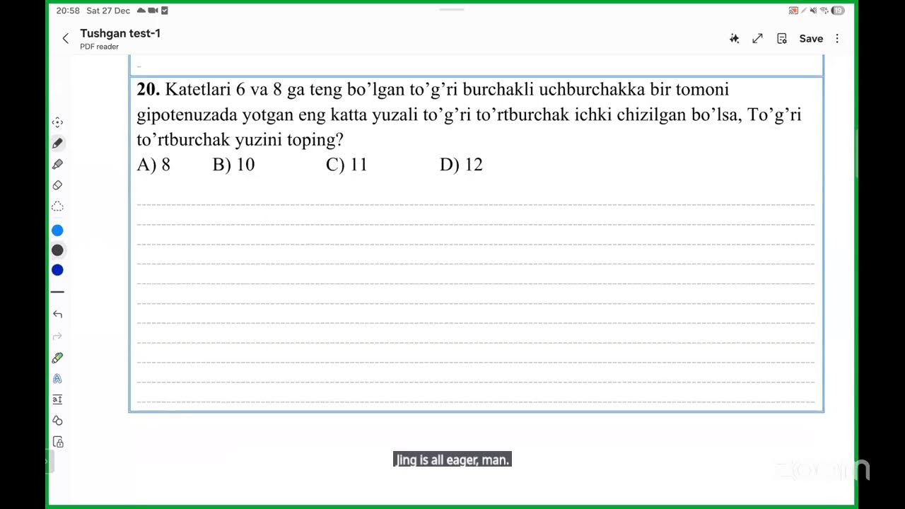 Tushgan Test Tahlili 1-Mock test