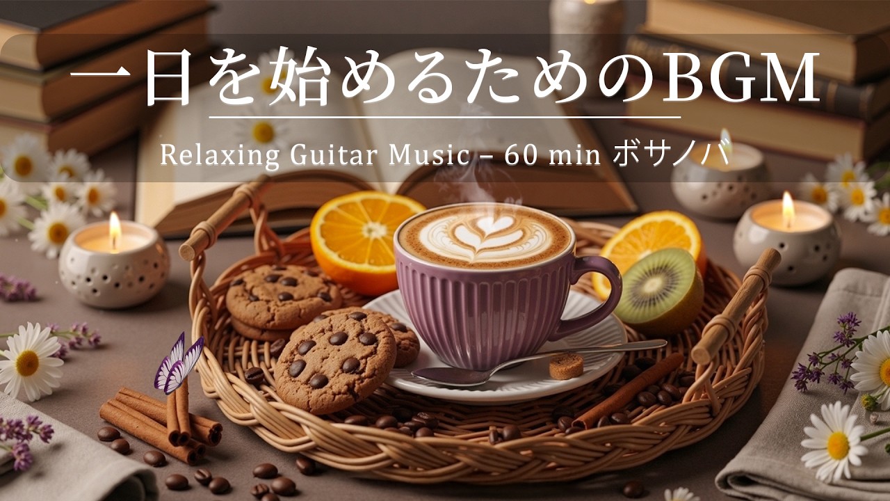 『 広告なし・作業用BGM 』一日を始めるのに心地よいジャズピアノのBGM 🎵 Relaxing Guitar Music – 60 min ボサノバ  ~ 集中・読書・勉強用